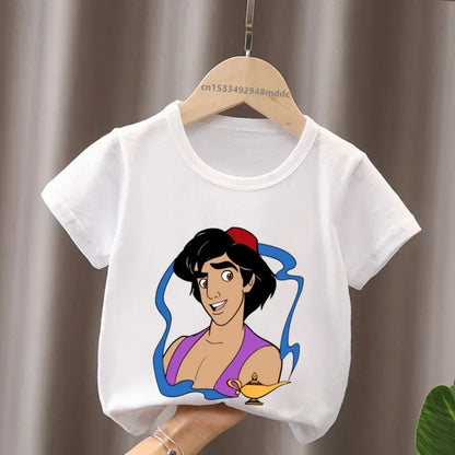 Hot Sale Aladdin Jasmine Princess Print Cartoon Kids T-Shirts Girls Clothes Baby Boys Short Sleeve T shirt Summer Children Topsr
