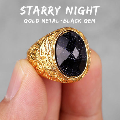 Stainless Steel Mens Rings Gold Silver Color Red Blue Rhinestone Simple Luxury for Male Boy Jewelry Creativity Gift Wholesale