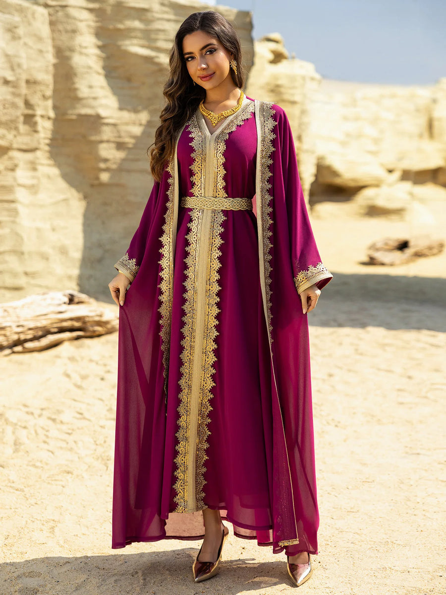 Eid Grace – 2-Piece Lace-Up Cardigan Set for the Muslim Woman