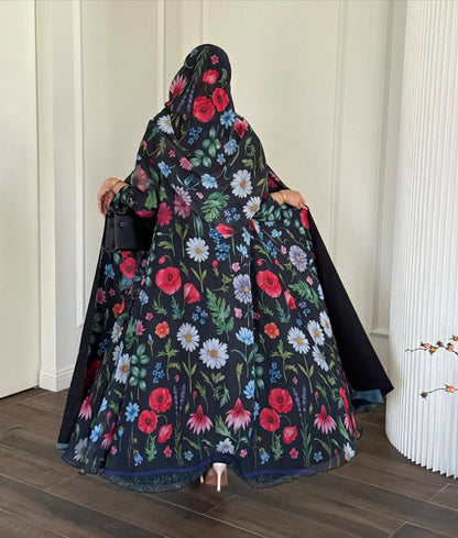 Flower Print Eid – The Open Cardigan Khimar Set for the Muslim Woman in America