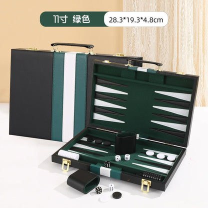 11 Inch Wholesale High Quality Travel Size Leather Backgammon Board Game Set Made in China