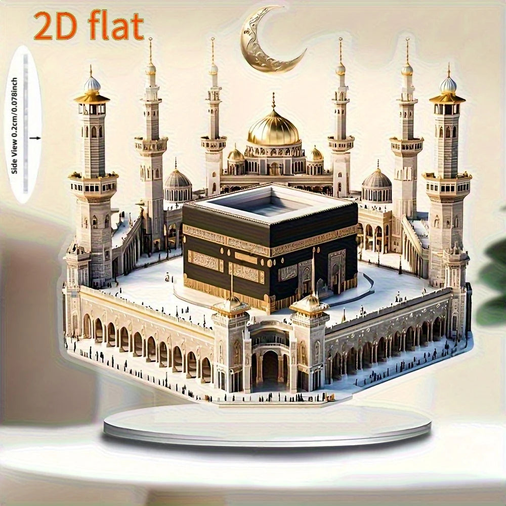1Pcs Acrylic Mosque Model Desktop Decoration for Eid Al Fitr and Ramadan Home Decoration Desktop Party Decoration Supplies