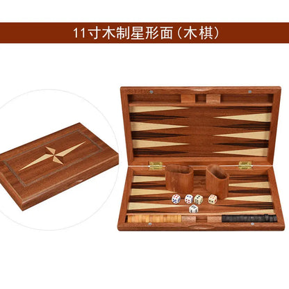 11/13/15/17/19 Inch Wooden Backgammon Set - Classic Board Game for Home & Party Entertainment