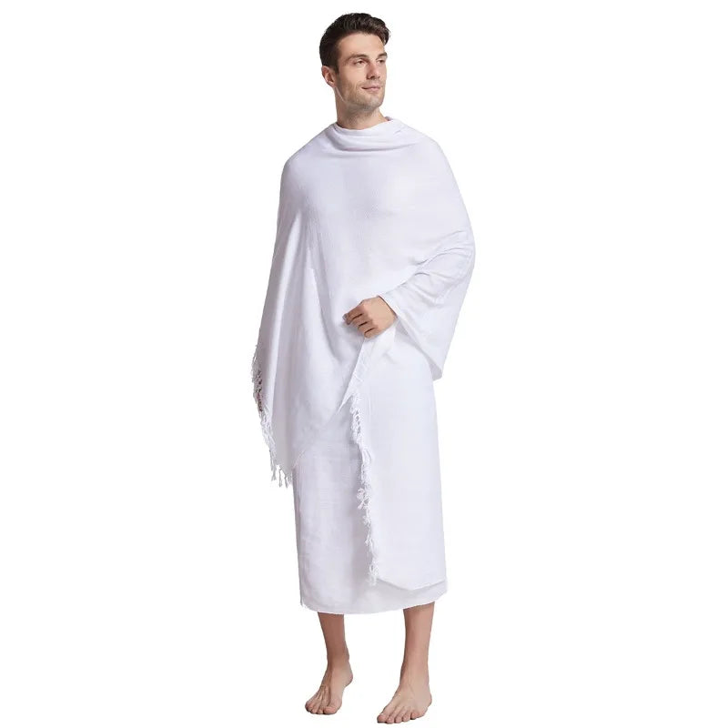 Men Ihram Prayer Outfit White Robe for Hajj Umrah Pilgrimage Middle East Arab Islamic
