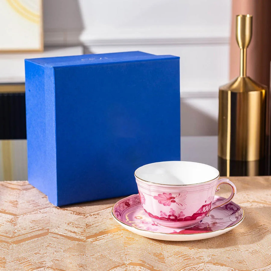 Oriental Bloom – High-End Ceramic Coffee Cup Set with Gift Box