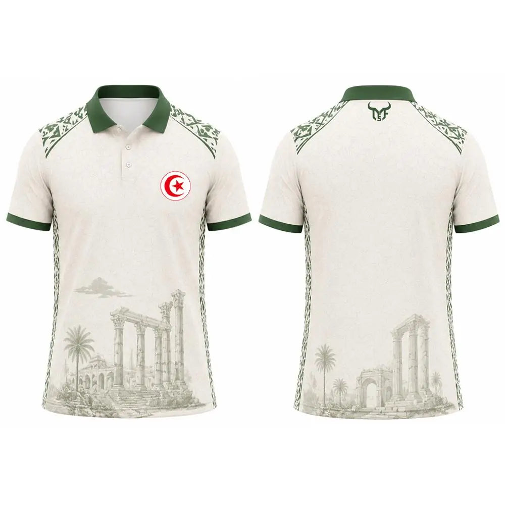 Tunisia Flag & Cityscape Polo – Unisex Breathable Short Sleeve Top