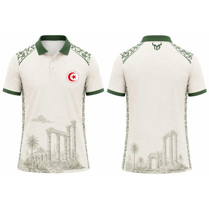 Tunisia Flag & Cityscape Polo – Unisex Breathable Short Sleeve Top