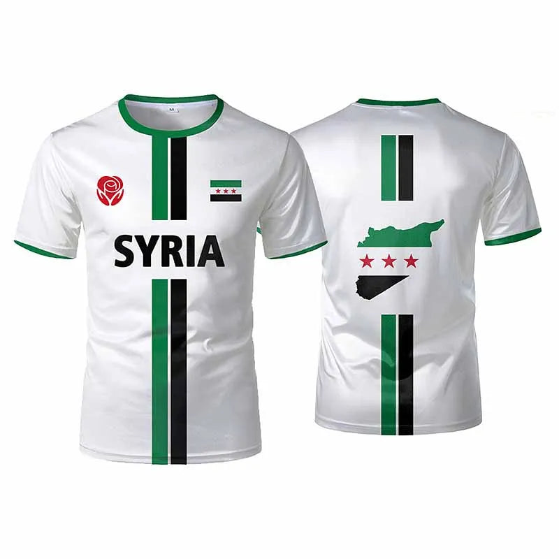 Syria Football Sports T-shirts Men 3d Printed Syrian Graphic Flag Short Sleeves Street Oversized Tees Tops Soccer T-shirts