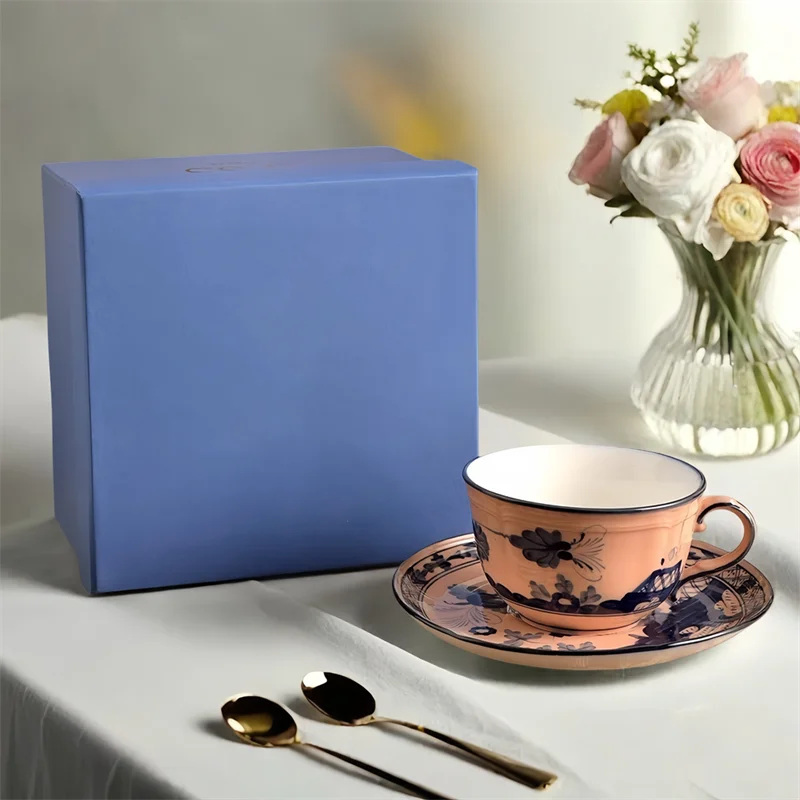 Oriental Bloom – High-End Ceramic Coffee Cup Set with Gift Box
