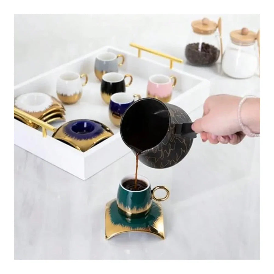 Finjan Arabia – 6-Piece Luxury Marble Ceramic Coffee Cup Set