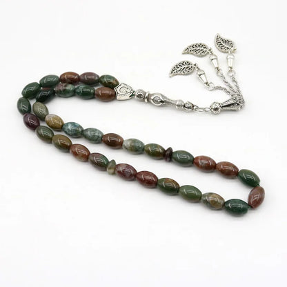 Natural Indian agate 33 Tasbih Oval size 8*12 mm  misbaha Man's  prayer beads  Rosary islamic subha tasbeeh 66 Tasbih Muslim