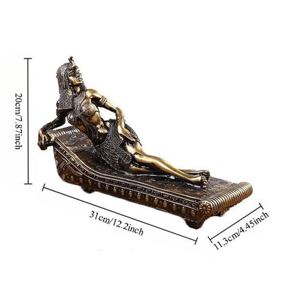 Cleopatra Retro Bronze Statue – Egyptian Pharaoh Sculpture for Shelf & Desk Decor