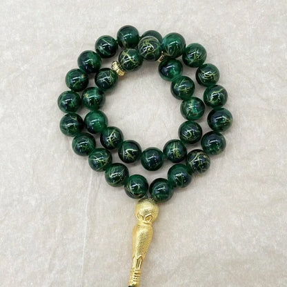 Handmade 10mm 33 Beads Glass Jewelry Bracelet Ramadan Muslim Rosary Tasbih Islamic Arab Prayer Beads Charm Bracelets Festival