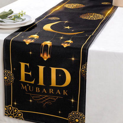 EID Mubarak Decoration Table Runner Ramadan Decor 2024 For Home Tablecloth Ramadan Kareem Islamic Muslim Party Eid Al-Fitr Gifts