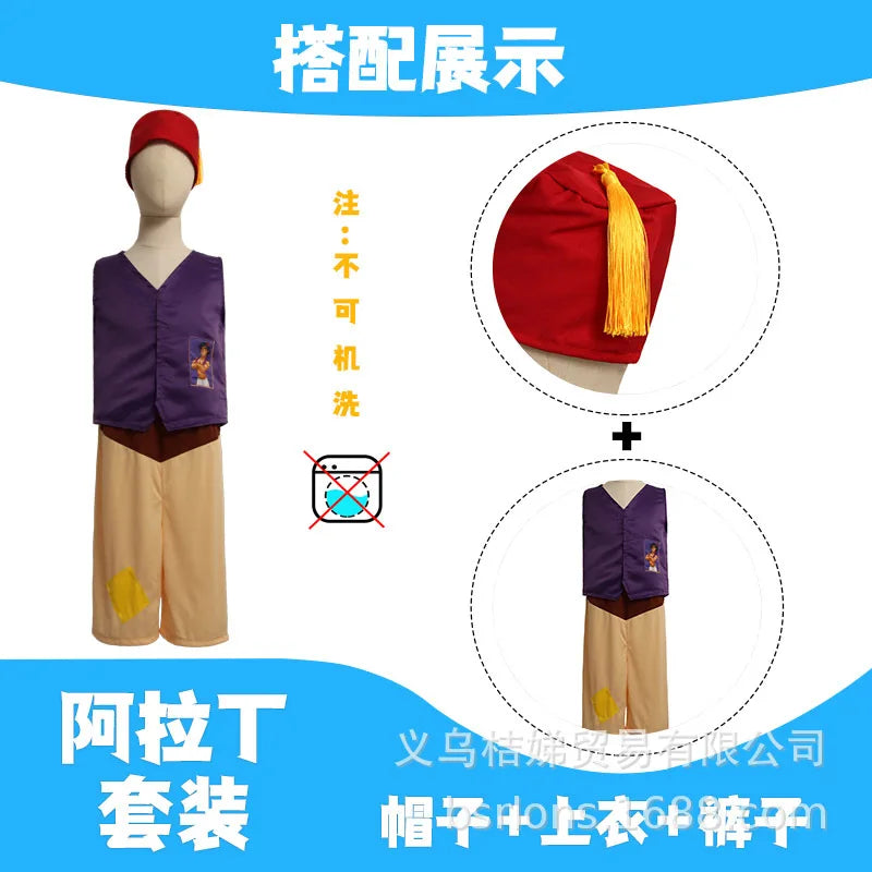 Halloween Prince Aladdin Costume Boys Fairy Tale Anime Role Play Outfits Party Dress Up