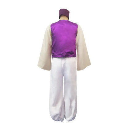 Disney Aladdin Prince Cosplay Costume Full Set with Hat for Men Arabian Outfit for Halloween Carnival Party Role Play
