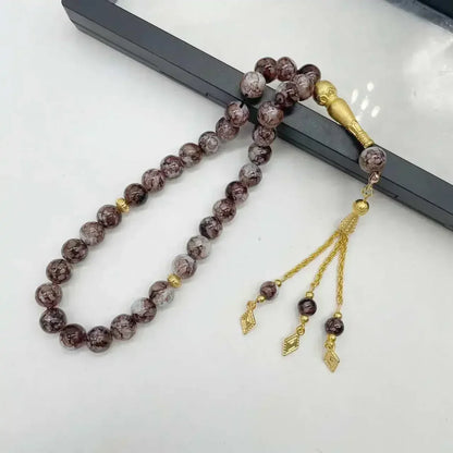 10mm 33pcs Glass Tassel Turkish Muslim Rosary Islamic Prayer Beads Bracelet for Women Jewelry Tasbih Tasbeeh Allah Mohammed