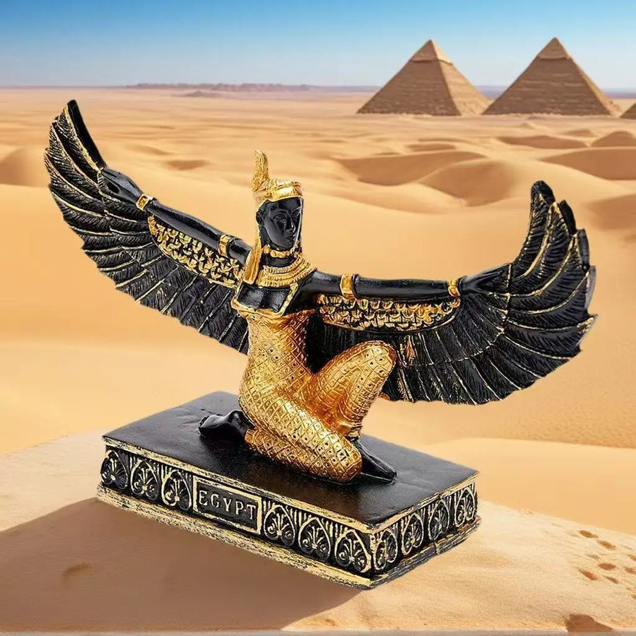 Isis Winged Goddess Resin Figurine – Egyptian Handicraft, Mother of Horus Decor