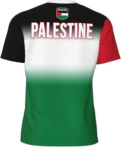 Fashion Palestine Flag Football T Shirts Trend Summer Short Sleeve National Emblem 3D Printed Sports Tees Loose Breathable Tops