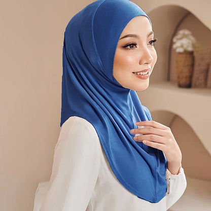 New Instant Ready to Wear Hijab Muslim Women Stretchy Sports Jersey Hijab Scarves Malaysia Headwraps Caps