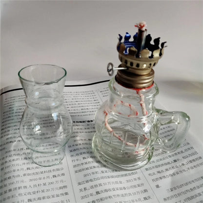 Retro Glass Oil Lamp – Windproof Kerosene Lantern, Vintage Home & Wedding Decor