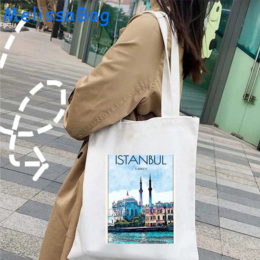 Istanbul in Watercolor – Sultan Ahmed & Galata Skyline Tote