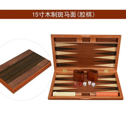 11/13/15/17/19 Inch Wooden Backgammon Set - Classic Board Game for Home & Party Entertainment