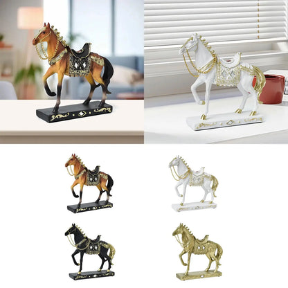Horse Statue Decorative Resin Horse Sculpture for Bookcase Furniture Bedroom