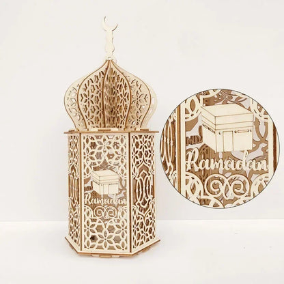 The Wooden Eid Pendant with LED Candlelight – Warmth That Glows with Faith
