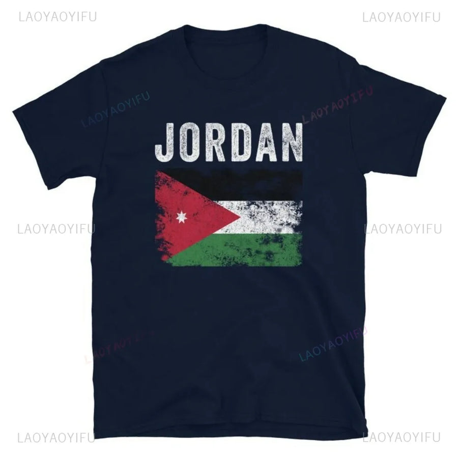 Jordan Flag Cotton T-Shirt – Unisex Patriotic Tee for Sports, Travel & Leisure