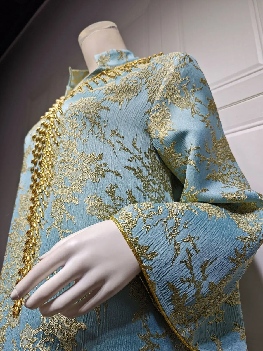 Eid Radiance – Beaded Collar Abaya for the Arab Woman in America