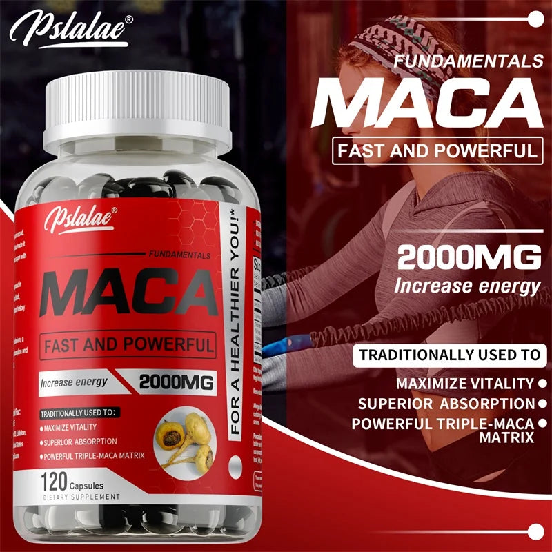 Maca Root Capsules - To Support Energy, Endurance and Performance, Builds Muscle and Strength
