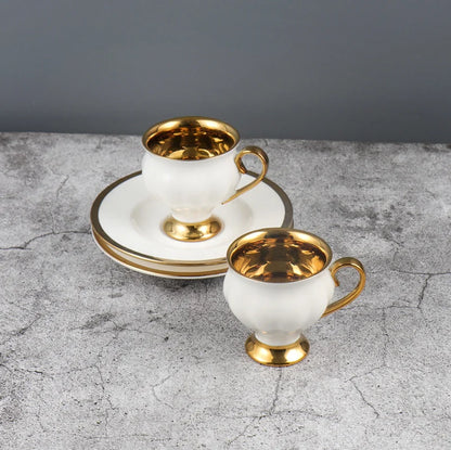 Best 2pcs/set Turkish Coffee Cups Set Of 2 Ceramics Cup Of Coffee Creative Gifts Relief Teacup And Saucer Set Retro 90ml Gobelet