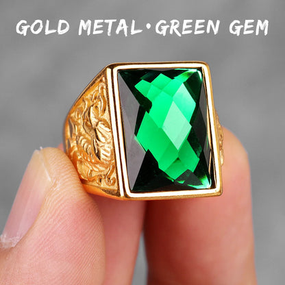 Stainless Steel Mens Rings Gold Silver Color Red Blue Rhinestone Simple Luxury for Male Boy Jewelry Creativity Gift Wholesale