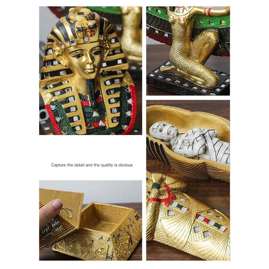 Egyptian Pharaoh, Mummy & Sphinx Collection – Mythology Statue Set for Home Decor