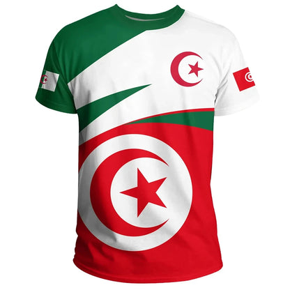 Tunisia National Emblem 3D T-Shirt – Unisex Tunisian Flag Sports & Streetwear Tee