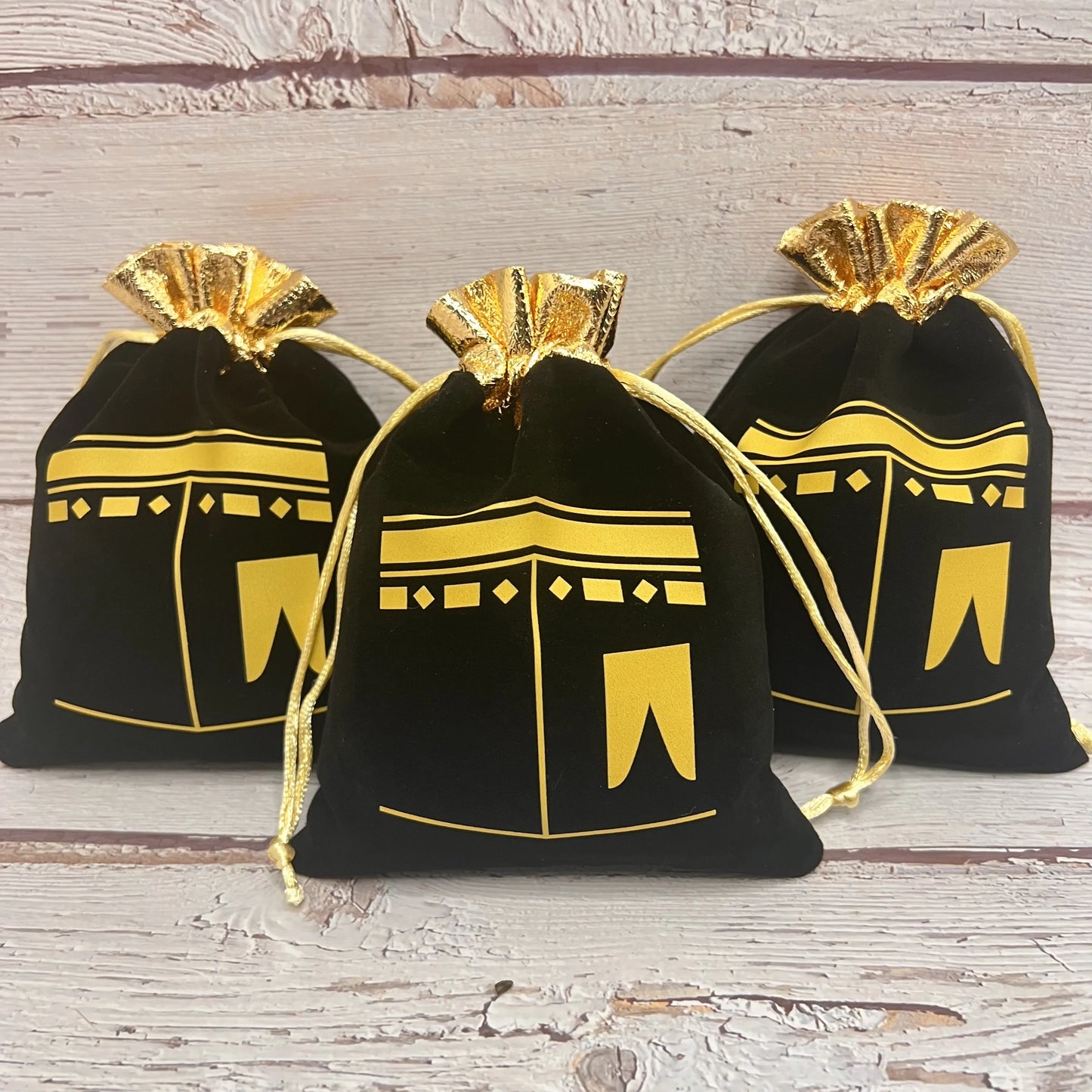 10pcs Black Kaaba Velvet Gift Bags Hajj Mubarak Umrah Mubarak Muslim Islamic Ramadan Kareem Happy Eid Al Adha Decoration Present