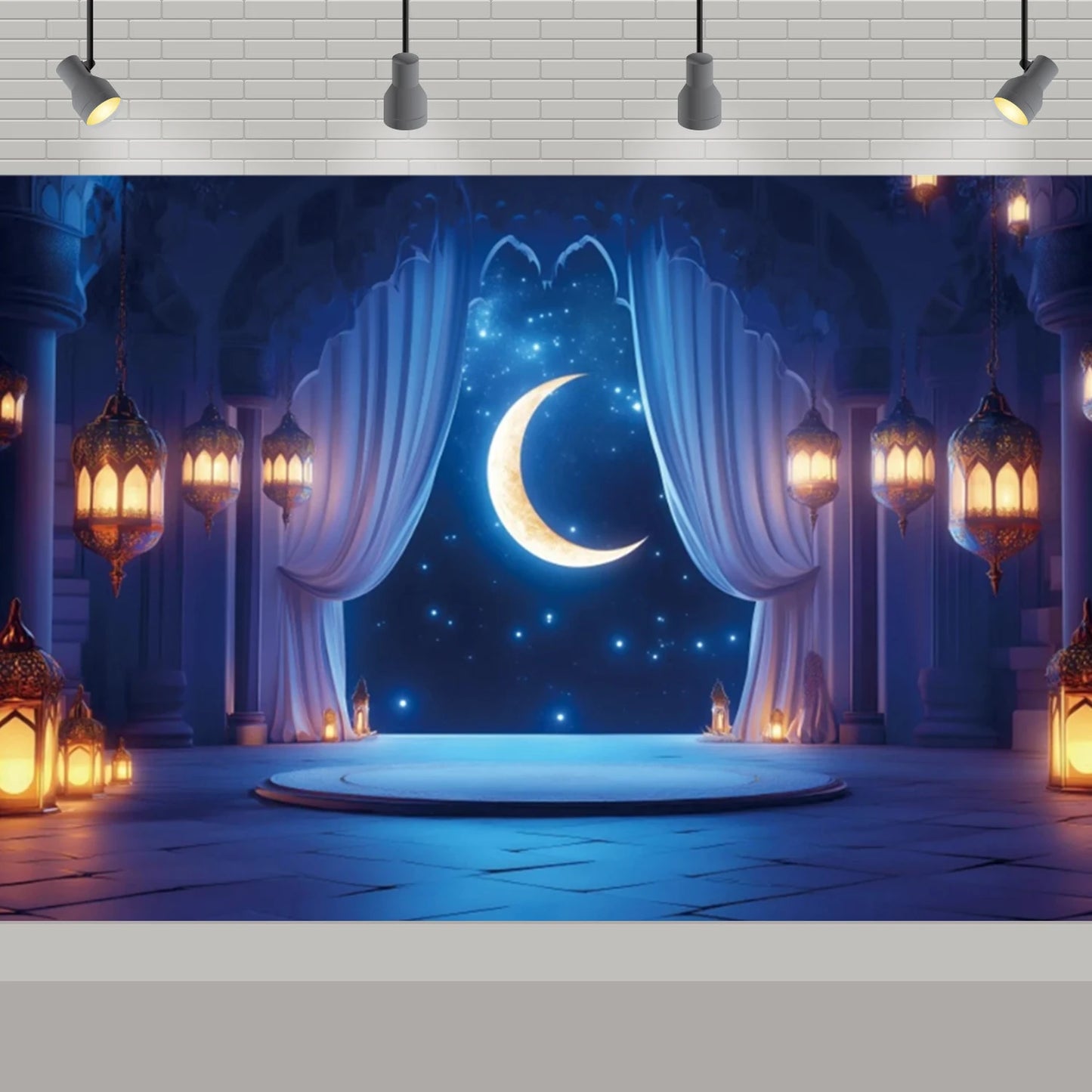 Arabic Aladdin Muslim Gold Mosque Background Fabric Princess Birthday Party Gift Photography Prop Decoration Banner Girl Poster