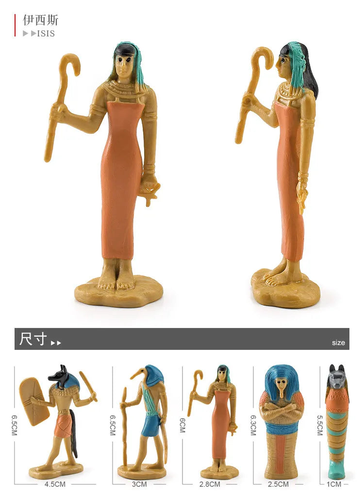 12-Piece Egyptian Mini Model Set – Sphinx, Pyramid, Mummy & Isis Figures