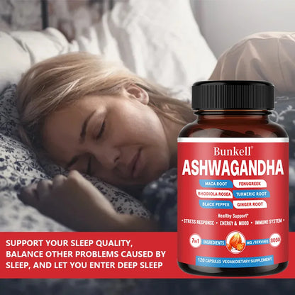 KSM-66 Organic Ashwagandha Capsules with Maca,Turmeric| Non-GMO, Vegan | Premium Formula Health Supplement