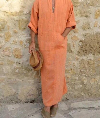 2026 New Muslim Robe Solid Color Retro Arab Islamic Clothing Men Dress Casual Cotton Linen Long Kaftan Middle East Caftan Abayas