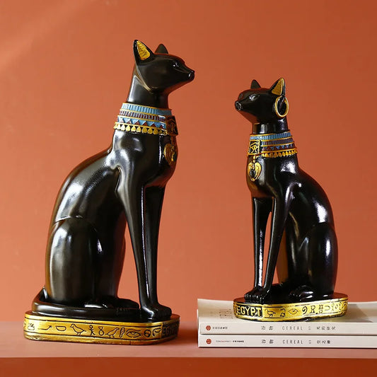 Vintage Bastet Cat Sculpture – Egyptian Goddess Statuette for Home & Office Decor
