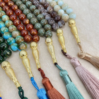 Middle East 10mm Beaded Bracelet Tassel Pendant 33 Prayer Beads Islamic Muslim Tasby Muhammad Rosary Tasbih Tasbeeh Unisex Gifts