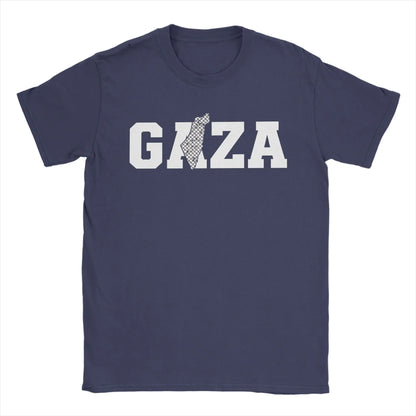Palestine Gaza Typography T-Shirt Men  Novelty 100% Cotton Tee Shirt O Neck Short Sleeve T Shirt Graphic Clothing