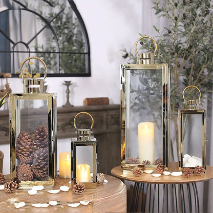 Eid Mubarak LED Wind Lamp Stainless Steel Lantern Candlestick for Eid Al Adha Gift Gurbang Ramadan Decor Home Candle WindLantern