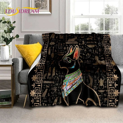 Pharaoh Hieroglyphic Egyptian Mythology Soft Flannel Blanket for Beds Bedroom Sofa Picnic,Throw Blanket for Outdoor Leisure Gift
