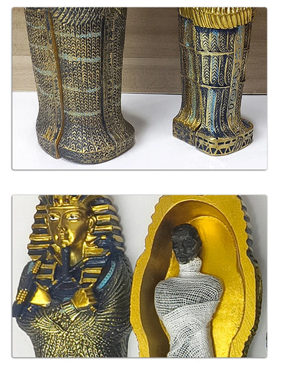 Tutankhamun Coffin & Mummy Ornament – Egyptian Pharaoh Handicraft Decor