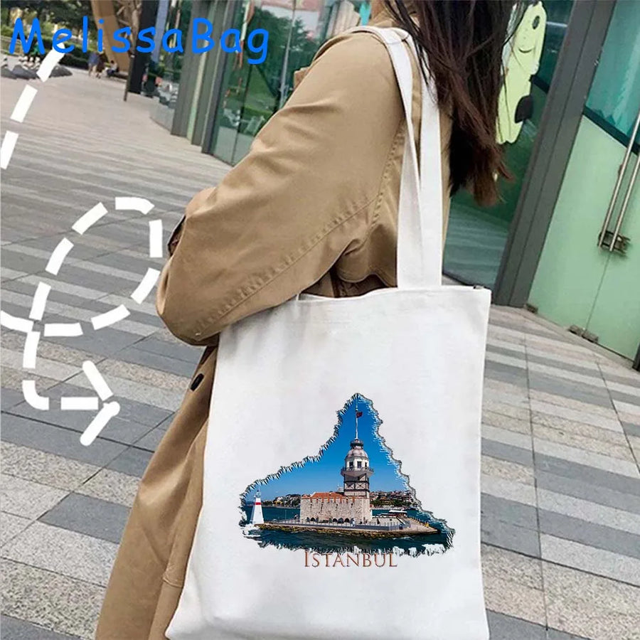Istanbul in Watercolor – Sultan Ahmed & Galata Skyline Tote