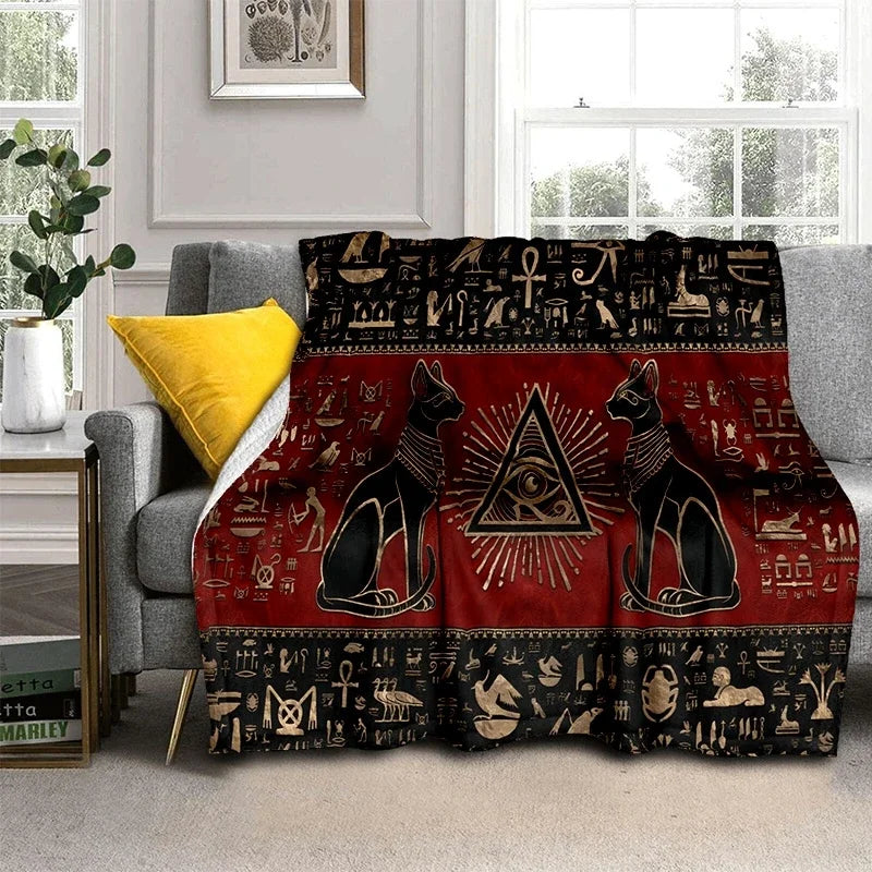 Pharaoh Hieroglyphic Egyptian Mythology Soft Flannel Blanket for Beds Bedroom Sofa Picnic,Throw Blanket for Outdoor Leisure Gift