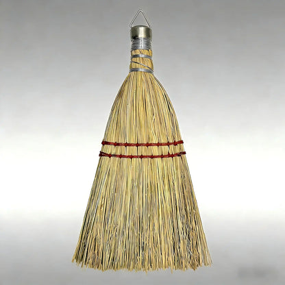 12 Inch Corn Broom Mini Whisk, Natural Straw with Metal Hang for Outdoor Porch Driveway Halloween Decor